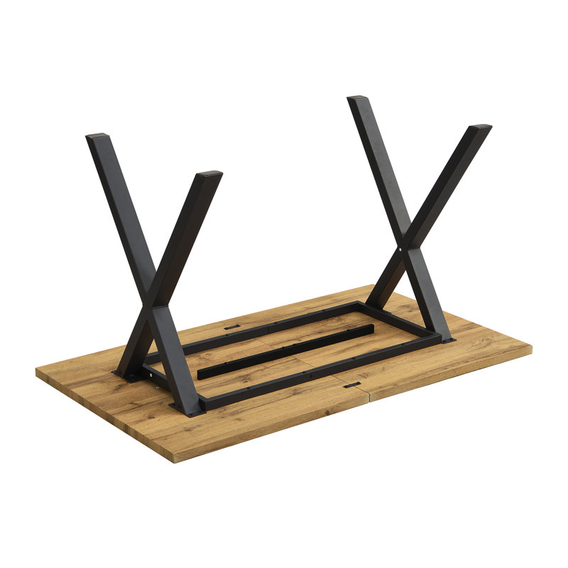 Dining Table With Cross-leg, Natural Wood