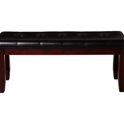 Banc de mobilier de chambre à coucher, siège avec capitonnage à boutons, pieds en bois effilés, revêtement, banc rectangulaire, solide et brun cerise, forme rectangulaire, fabrication, pour et