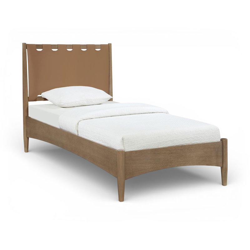 Tête de lit et lit en bois Santos Cann, Lit simple, Brun