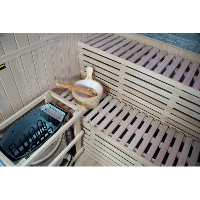 Sauna intérieur traditionnel pour 4 personnes avec banc chauffant 8kW Harvia Galaxie