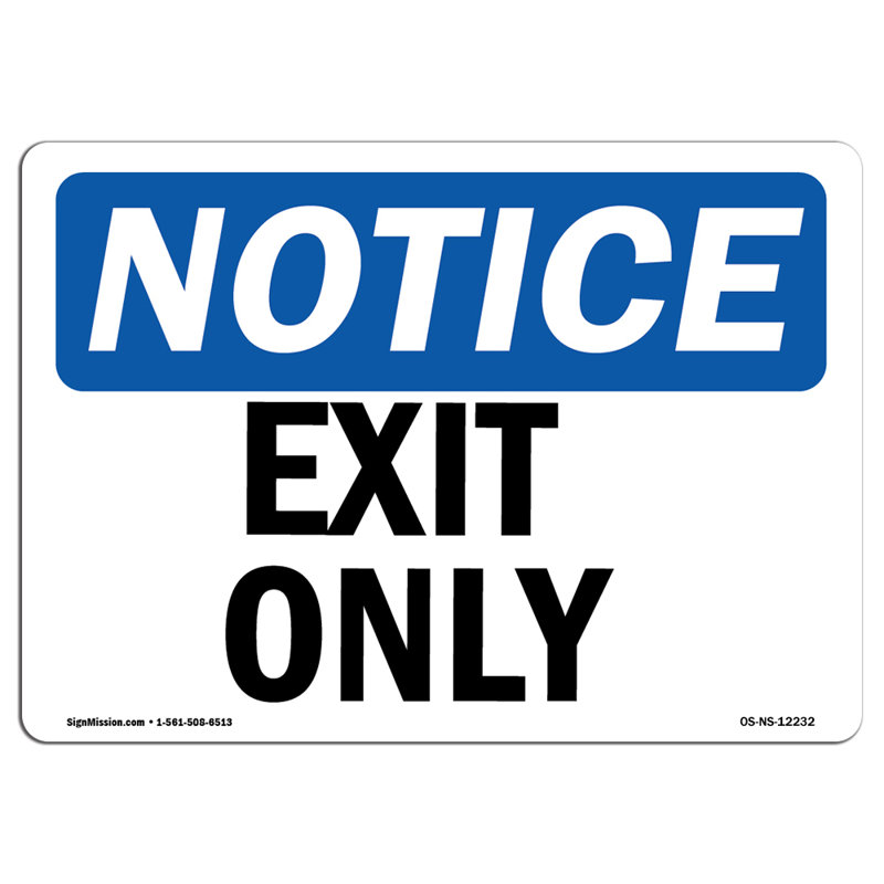 Exit Only Decal 14" X 10"