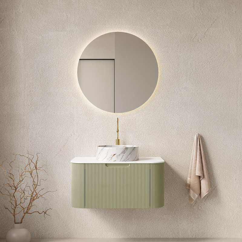 Meuble-lavabo mural avec lavabo, Vert clair, 30"