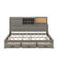 Lit de jour en bois pleine grandeur avec 3 tiroirs de rangement, tablette souple supérieure, tablette et ensemble de prises et ports USB-1599488498