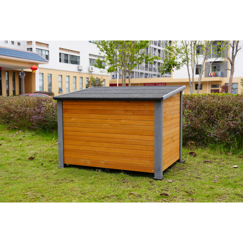 Abri chaud en bois massif 45 po - Rideaux imperméables et coupe-vent pour chiens en hiver
