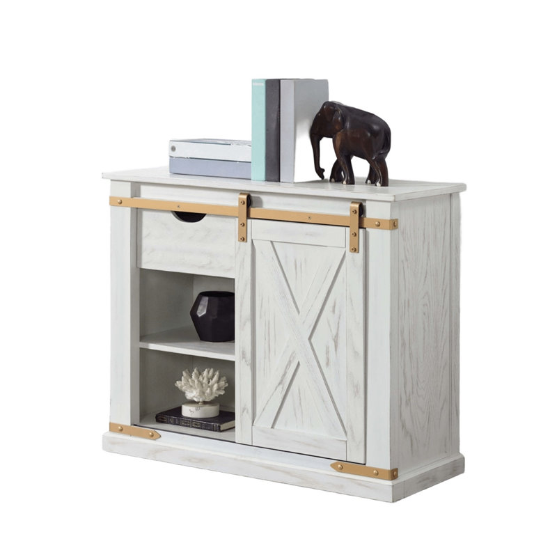 Console antique blanche et dorée avec tiroir de rangement, canapé rustique en métal et bois massif pour le vestibule du salon