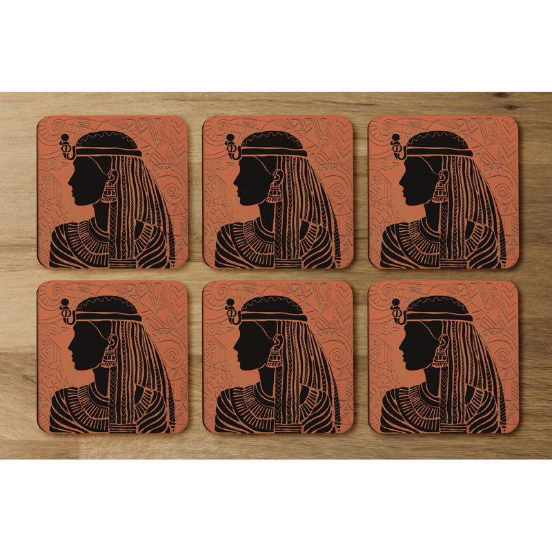Square 6 Piece Coaster Set, Orange