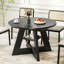 Table de salle à manger extensible 43,3 po à 59 po pour 4-6, table de salle à manger ronde avec rallonges amovibles, base croisée et tablette de rangement-1779401846