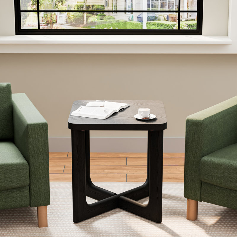 Table d'appoint 24 po H table d'appoint en bois massif pour table de salon, Noir, 2