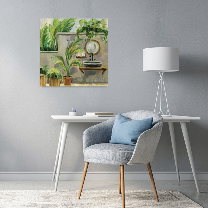 Tropical Bath II, plante industrielle, art tropical, H 24 po x l 24 po
