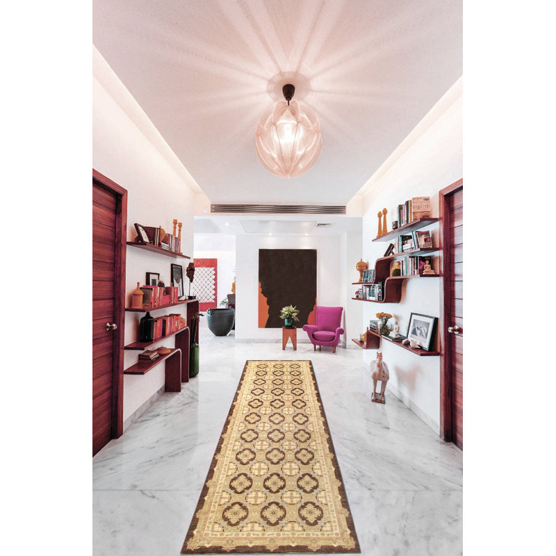 Tapis géométrique en laine noué à la main brun / beige Denver