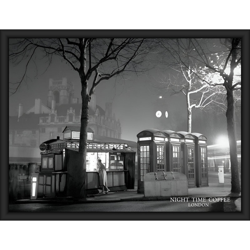 Night Night Coffee - reproduction de photo, H 26,5 po x l 34,5 po x P 1,25 po, Papier encadré noir