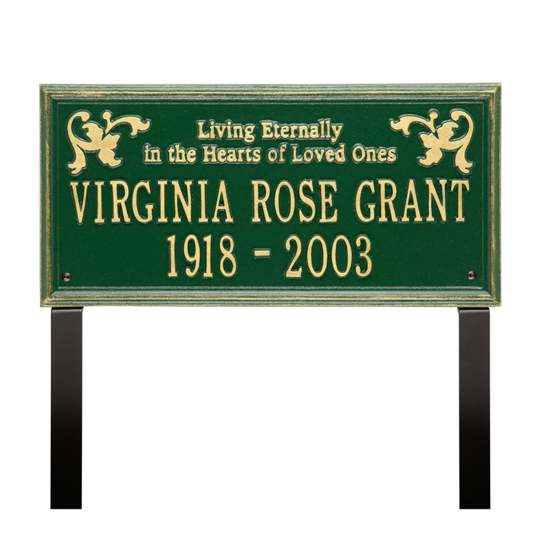Wilmington 'Living Eternally' Memorial Plaque, Green/Gold, Yes
