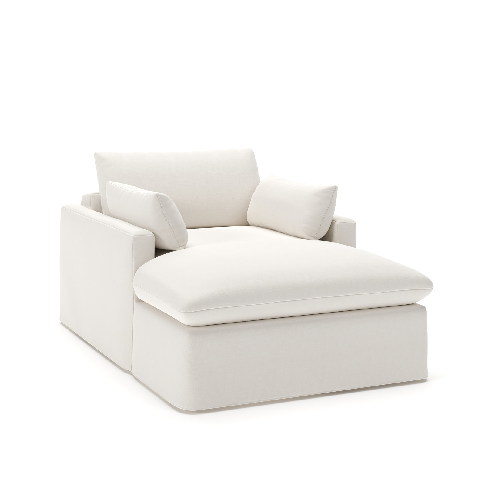 Luna Slipcovered Chaise, Lena Off White Performance Linen Blend