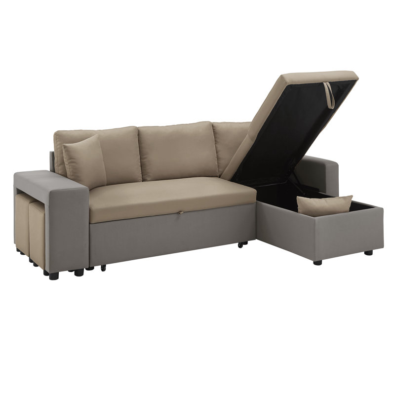 Dovie Upholstered L-Shaped Sectional Reversible, Dark and Light Brown