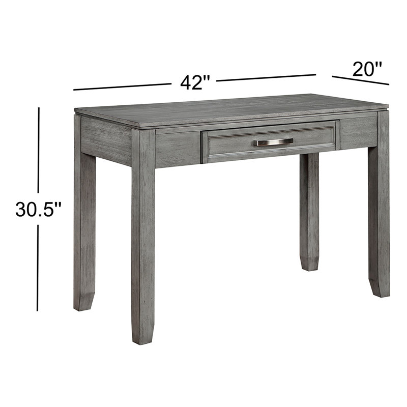 Garretson Farmhouse 42" Rustic Gray Writing Desk with Storage Drawer and Tapered Legs