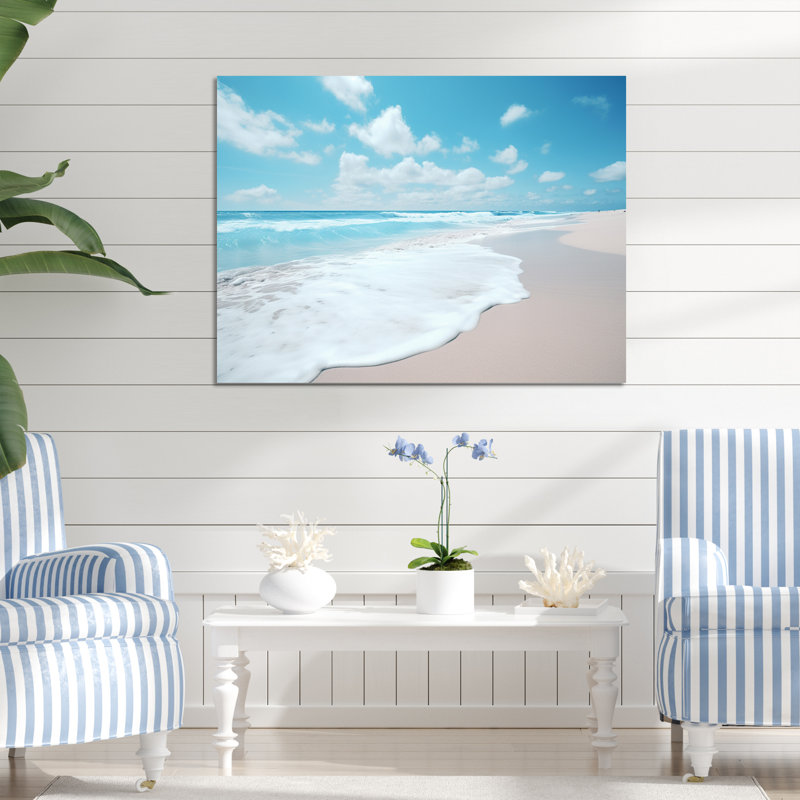 Plage minimalisme paysage I - décoration murale nautique et plage en métal, H 12 po x l 20 po x P 1 po