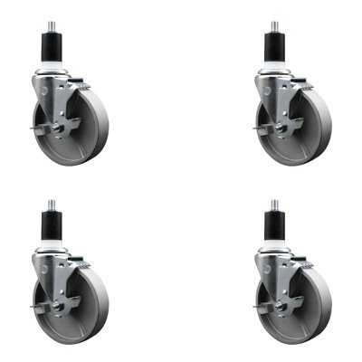 Semi Steel Swivel 1-1/2 Inch Expanding Stem Caster Set with Brake SCC
