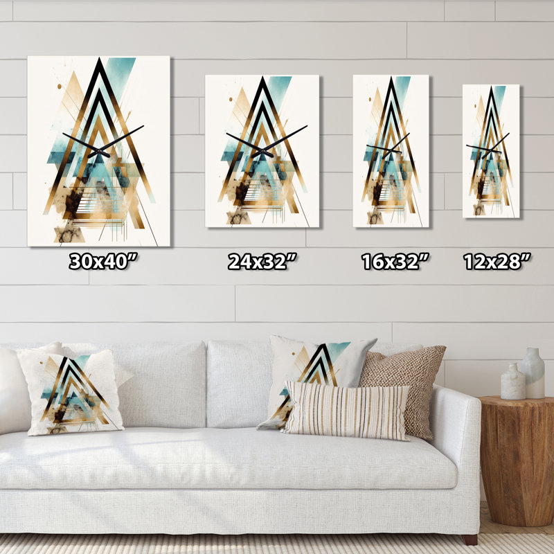 Triangle Boho I - Horloge murale moderne géométrique, Grand