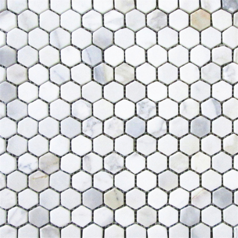 Calacatta 11" x 11" Marble Mosaic Tile, Gray