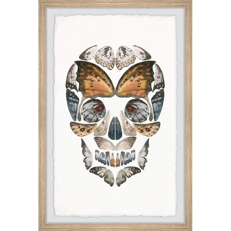 «Butterfly Skull», reproduction encadrée, H 12 po x l 8 po x P 1,5 po