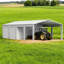 Garage métallique de 7 m x 14 m (23 pi x 46 pi) - Rangement pour véhicules, outils et objets lourds, structure en acier de calibre 14, deux portes sectionnelles de 2,4 m et 2,7 m (8 pi et 9 pi), entrée latérale, matériau Q235 crème, large et long, avec 2 portes, 40 cm (16 po) galvanisé