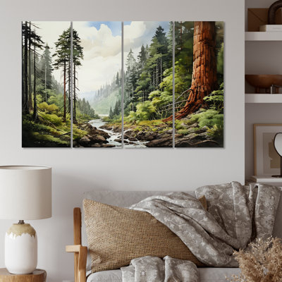 " Redwood Giants Tree Forest Lanscape II " 4 - Pieces
