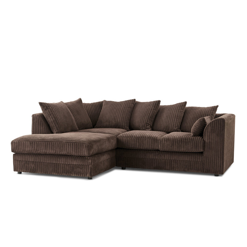 Moana 3 Seater Corduroy Corner Sofa , Left Hand Facing, Chocolate