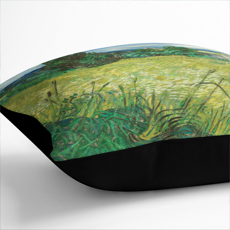 Green Field Square Throw Cushion, Black, 55cm H x 55cm W x 20cm D
