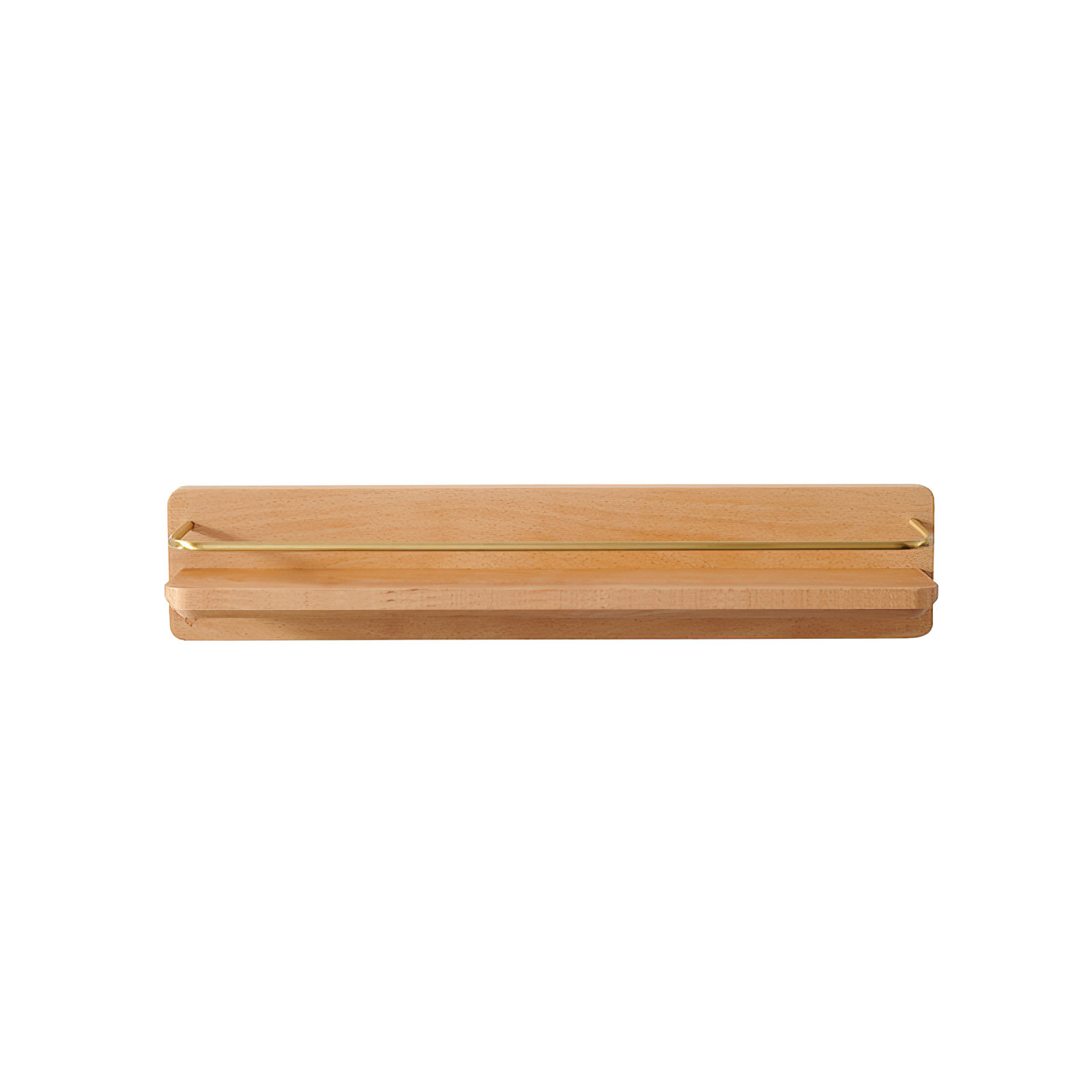Dandre Modern Brass Wooden Shelf, 3.2" H x 24" W x 5.6" D, Natural