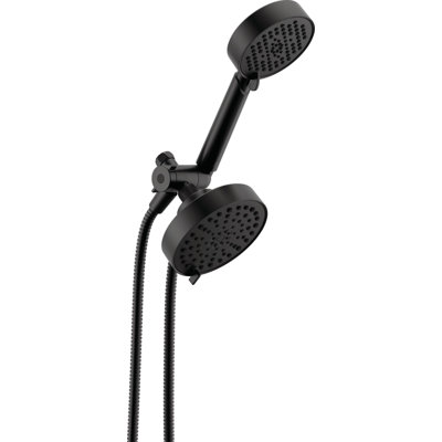 Round 2-in-1 Dual Shower Head with 5-Setting HandHeld Spray 1.75 GPM Matte Black