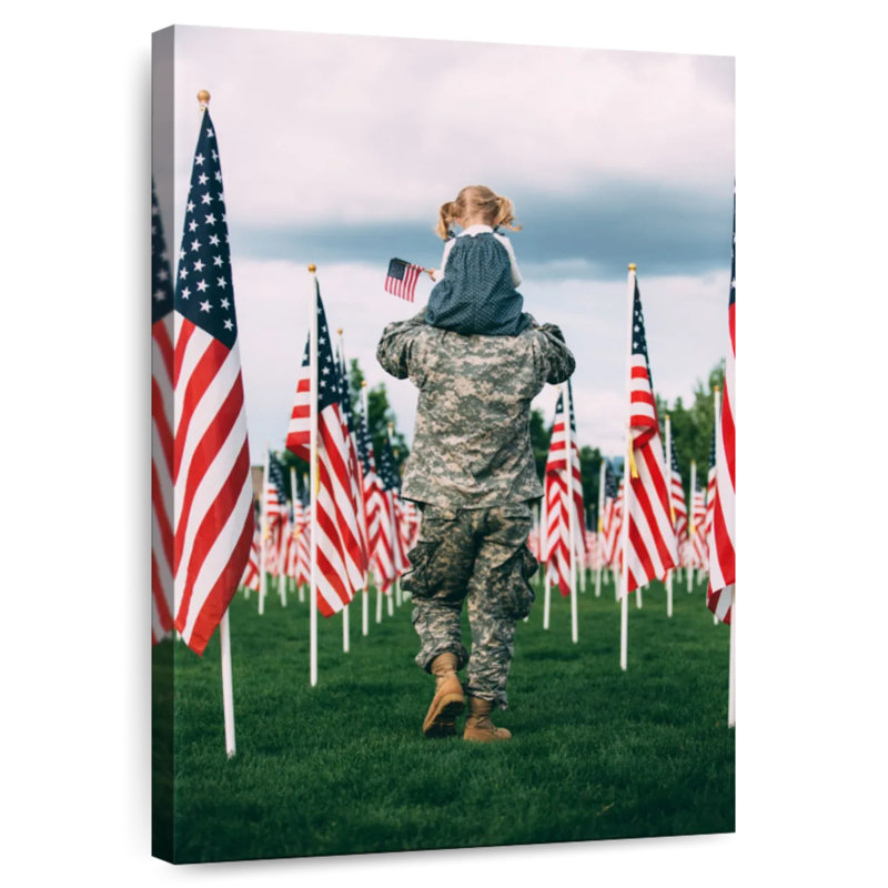 Lelar, père et enfant patriotique, H 30 po x l 20 po