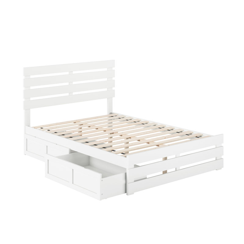 Bridport Slat Storage Bed, White, Full