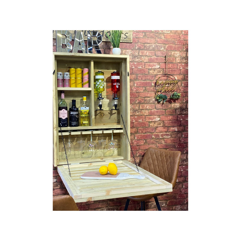 Kinsella 98cm Solid Wood Mini Bar