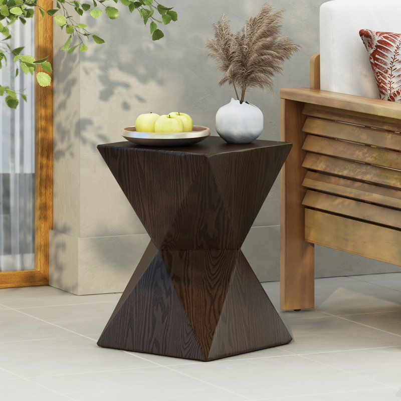 Table de bout ronde en bois de manguier, Naturel