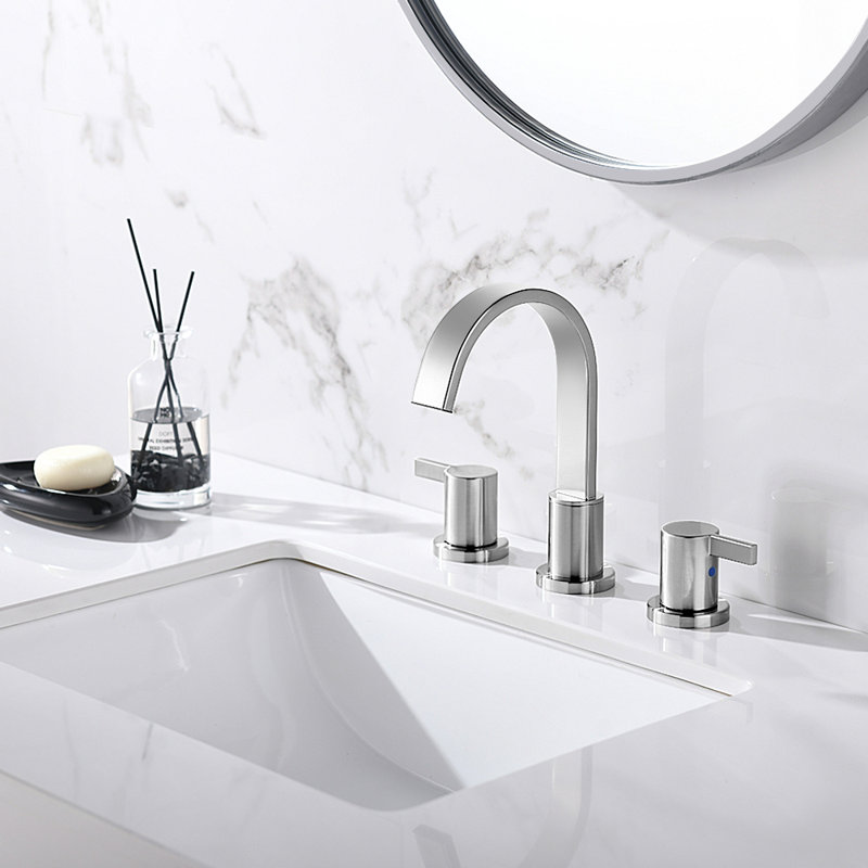 Widespread 2-handle Bathroom Faucet with Drain Assembly, Brushed Nickel