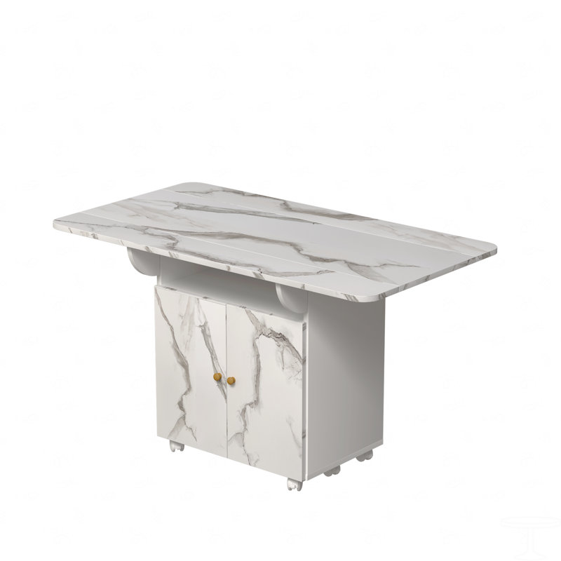 Table de salle à manger pliante en bois avec support de rangement et armoires