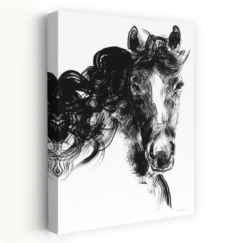 Art contemporain abstrait cheval doux, H 48 po x l 32 po