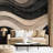 3D Black & Beige Layered Wave Wallpaper-923786013