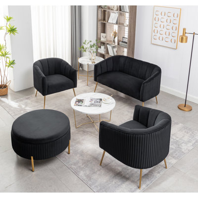 Mariantonietta 4 Piece Velvet Standard Living Room Set