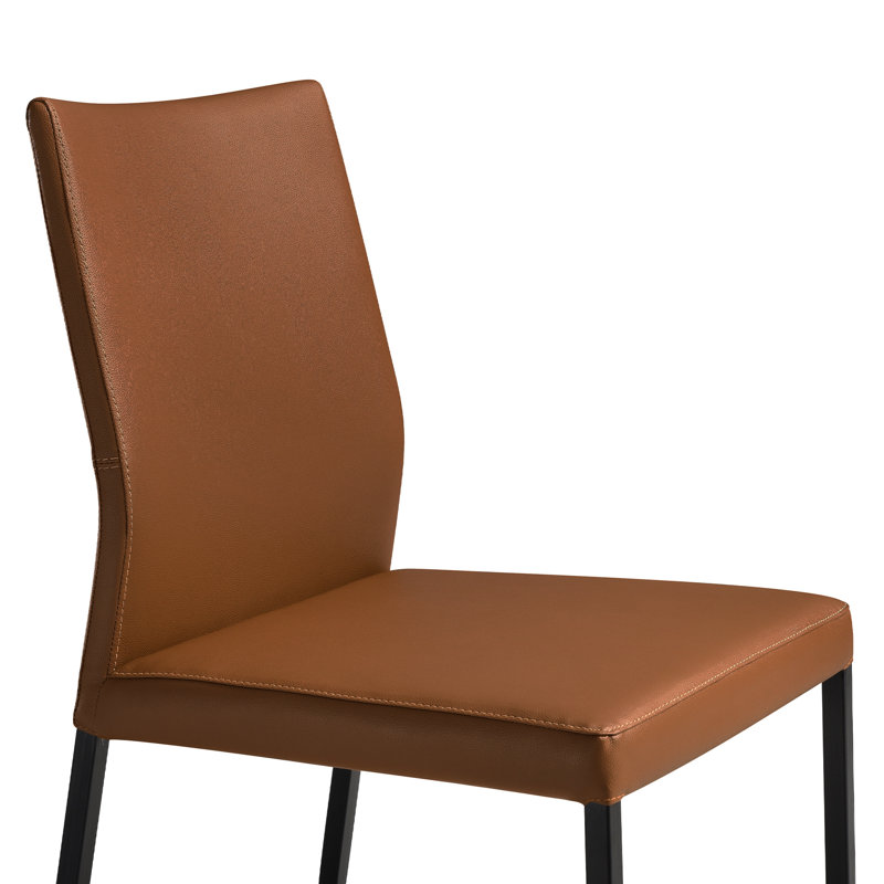 Chaise de salle à manger rembourrée en similicuir brun, pieds en métal noir, livrée montée, idéale pour la cuisine, hauteur d'assise 46 cm, multifonctionnelle, entièrement assemblée, hauteur 86 cm