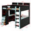 Lit mezzanine multifonctionnel, bureau de jeu en U, lumières RVB, ports USB, tiroirs et tablettes-130379955-130379953