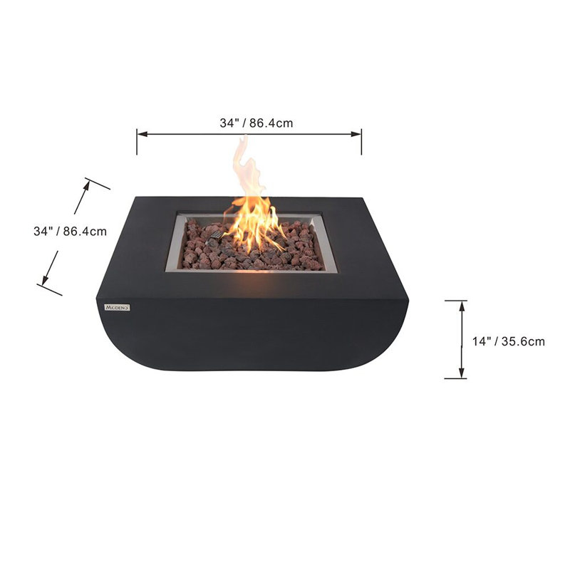 Aurora 34" Liquid Concrete Fire Table, Natural Gas, Black