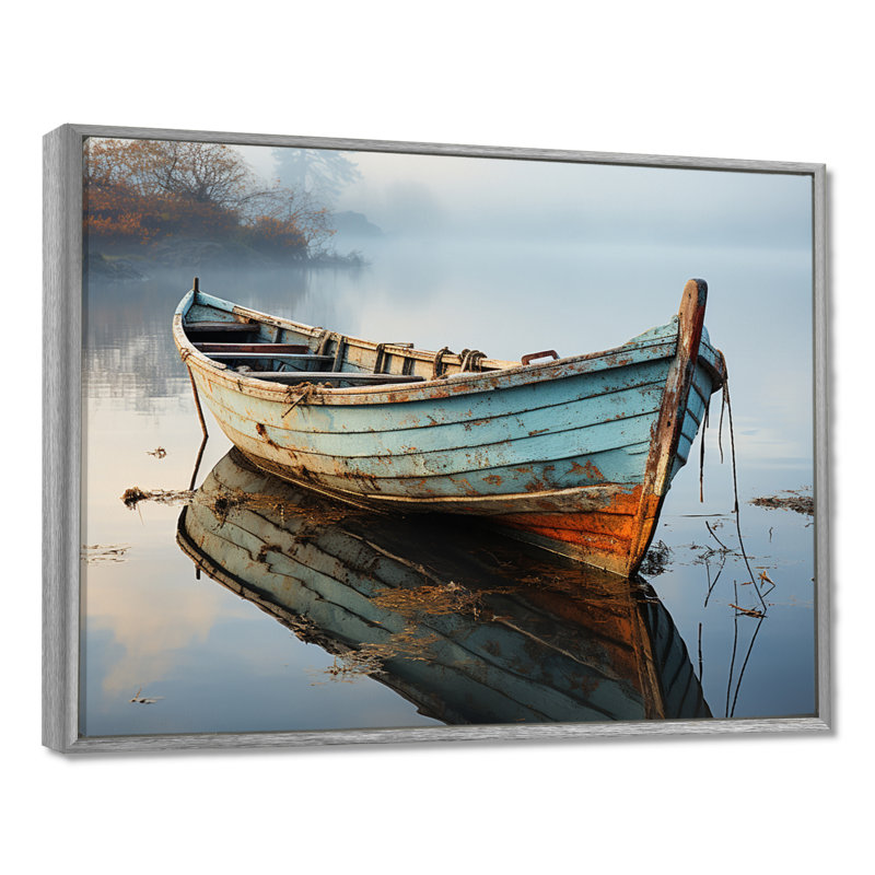 Hadenson Boat Serene Waterscapes I - Print, 24" H x 32" W x 1" D, Silver Floater Framed