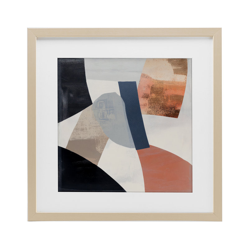 «Fragmented Abstract Arrangement», reproduction encadrée sous verre, conception de Mona Grace, Cadre de récolte en pin