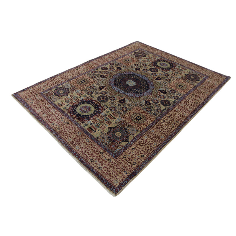 Hand Knotted Wool Area Rug in Beige