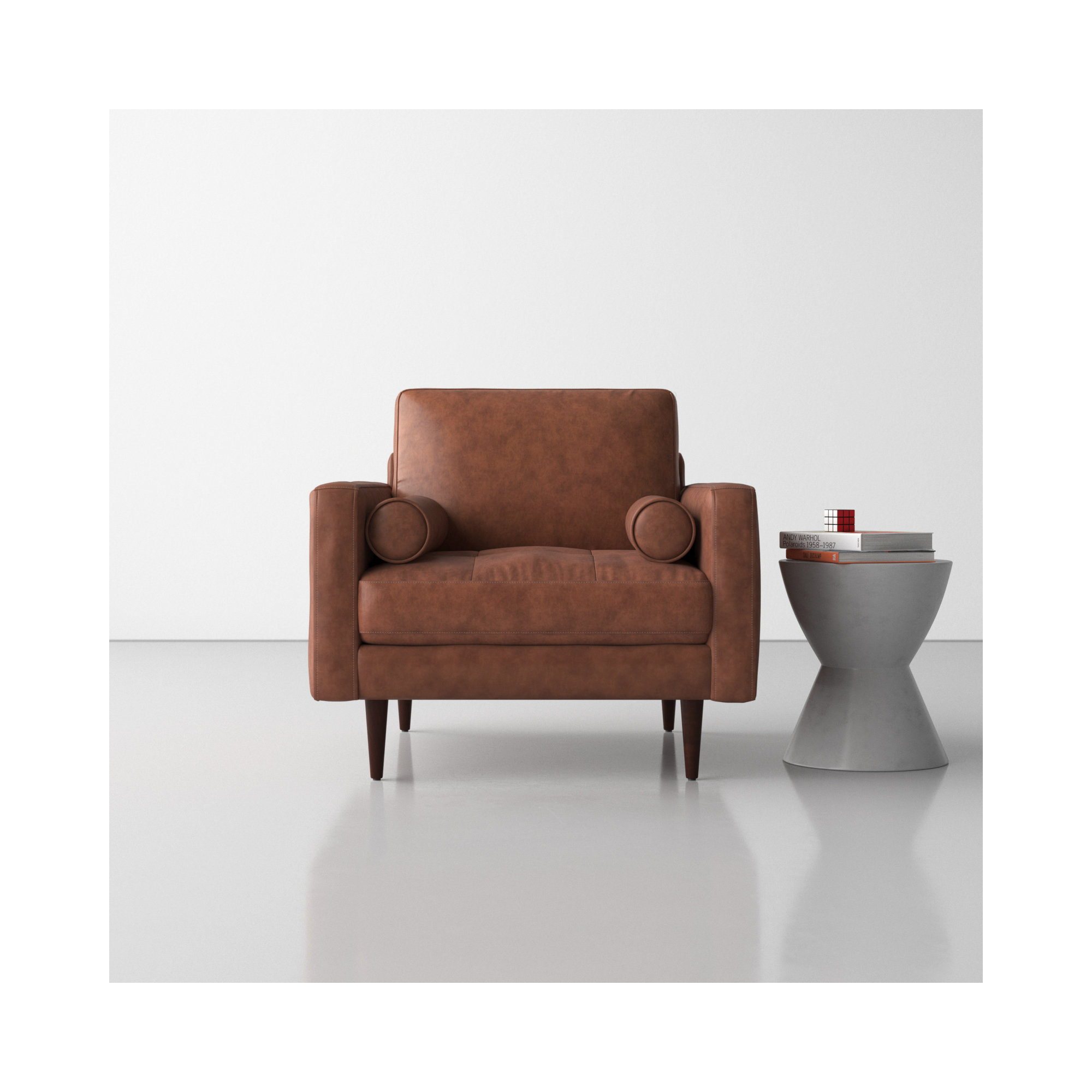 Arlo Genuine Leather Armchair, Vintage Brown Top Grain Genuine Leather