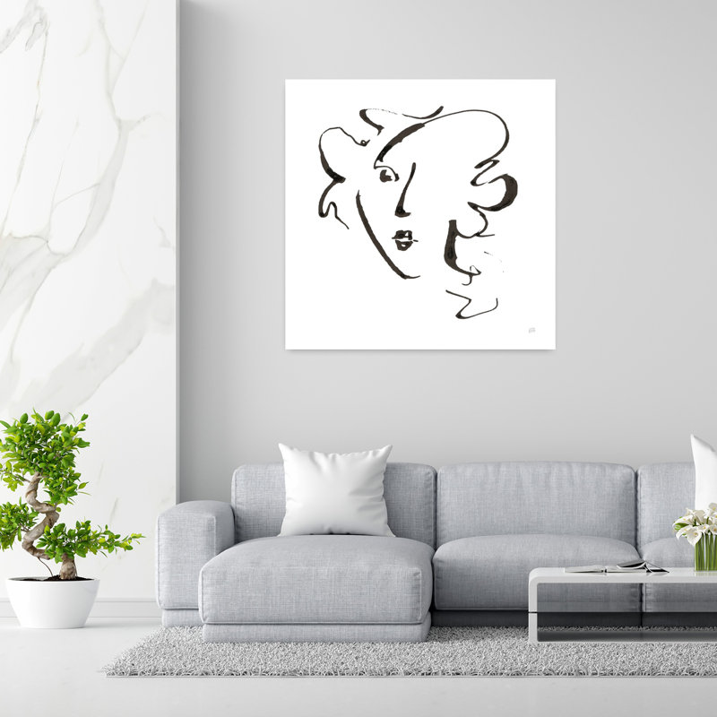 Art contemporain avec têtes froides et visage noir, H 48 po x l 48 po