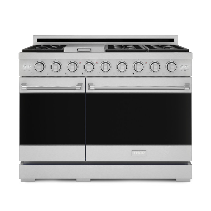 Cuisinière professionnelle au propane liquide 48 po avec double four Gordon Ramsay de THOR Kitchen en acier inoxydable
