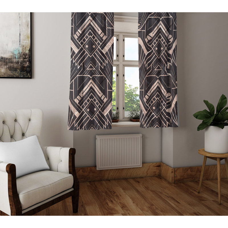 Paire de rideaux semi-transparents foncé Art Deco, L 40 po x L 82 po