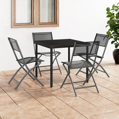 Folding Outdoor Chairs Black Steel and PVC-coated polyester